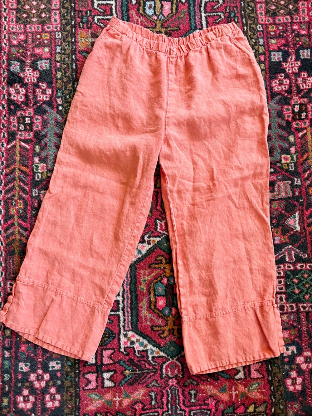 100% Linen match point Pants in Coral size large